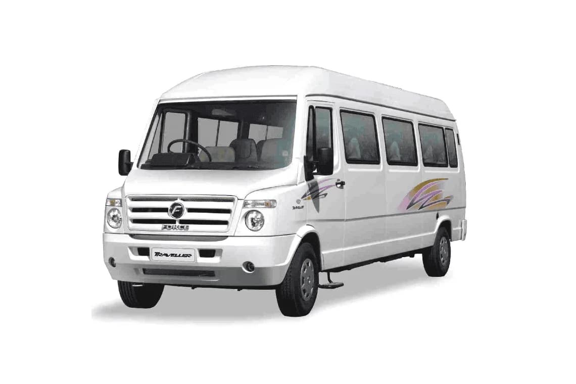A white Force Traveller minibus, front three-quarter view